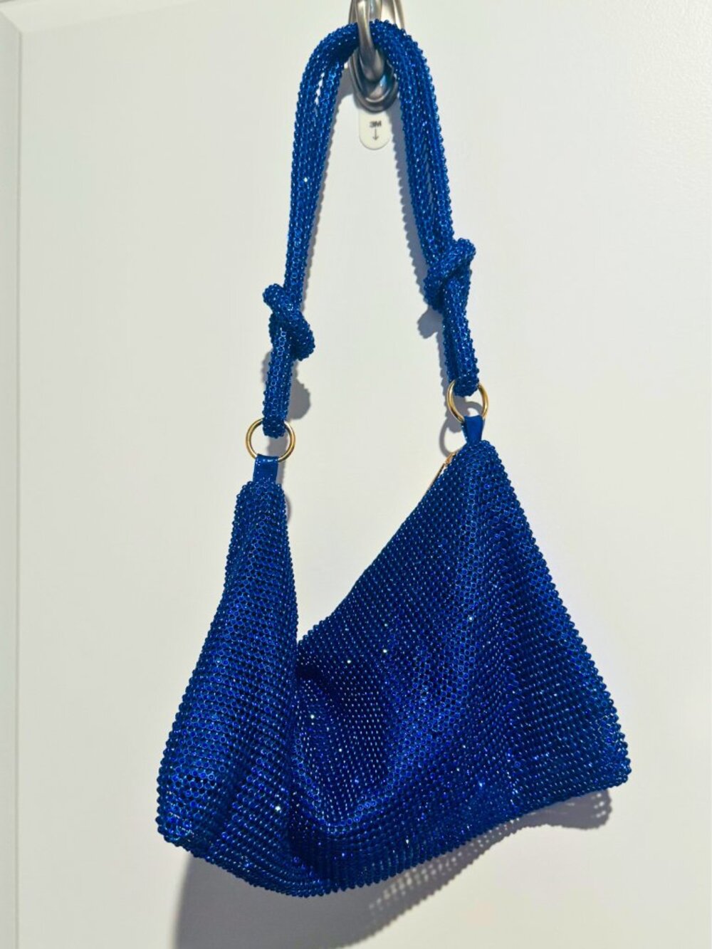Blue Rhinestone Hobo Bag Sparkly Evening Handbag